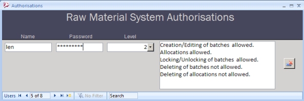 raw material control